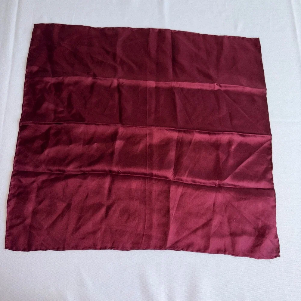 Silk Square Scarf 20 x 20  Burgundy red real silk Finish Formal wedding suit
